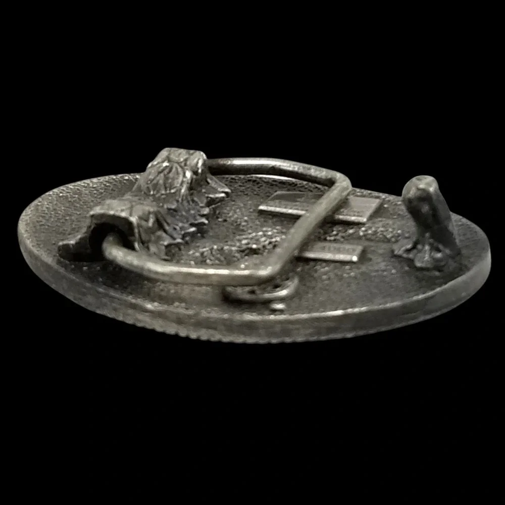 Vintage 1985 Siskiyou Buckle Co Eagle Mountains Western Small Belt Buckle Pewter